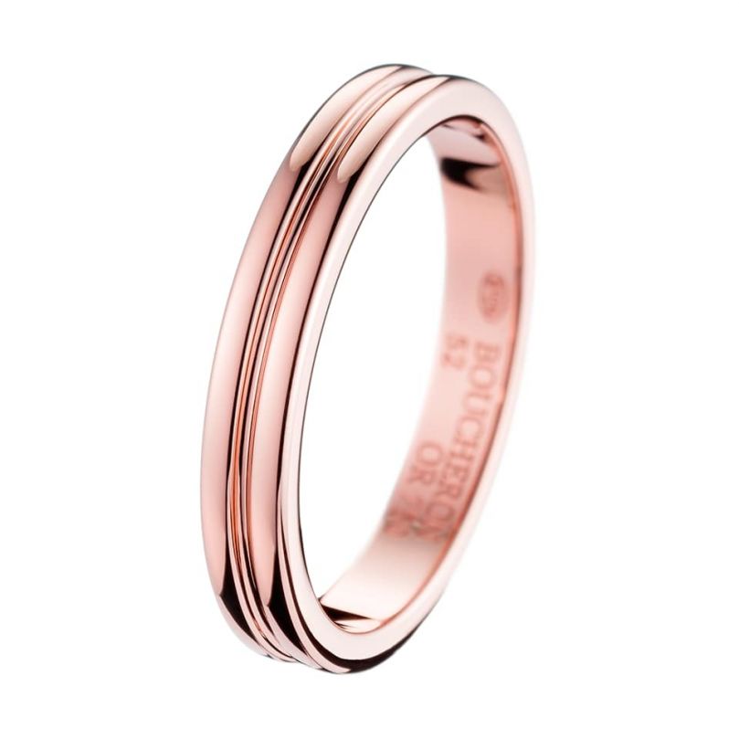 First product packshot Godron Pink Gold Small Wedding Band 