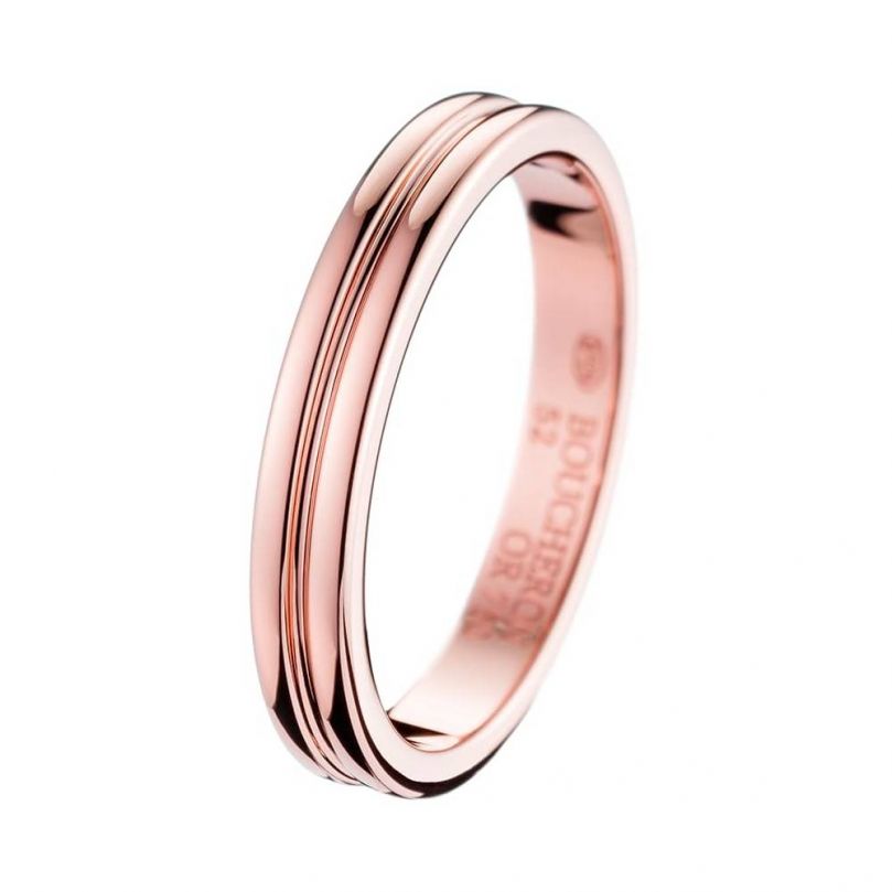 First product packshot Godron Pink Gold Small Wedding Band 
