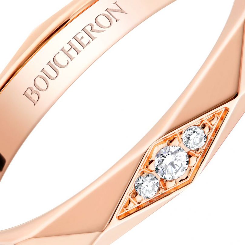 Worn look Facette Pink Gold Wedding Band 