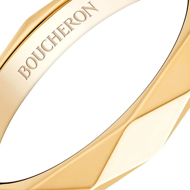 Worn look Facette yellow gold Wedding Band