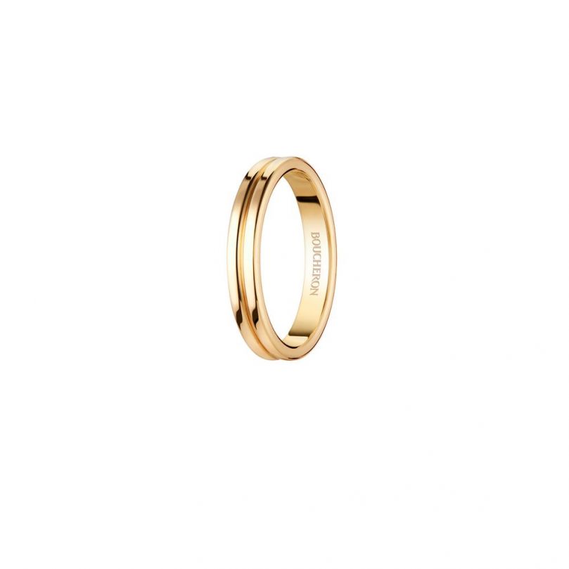 Second product packshot​ Double Godron Yellow Gold Wedding Band 
