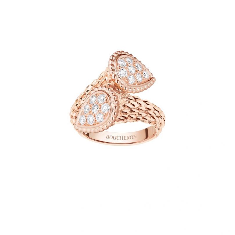 Serpent Boheme Toi Et Moi Ring S Motif Pink Gold Jewelry Boucheron Switzerland