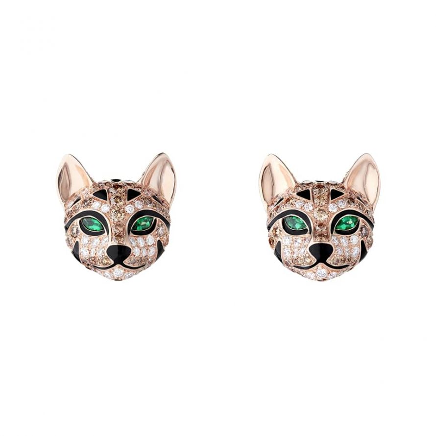 First product packshot Fuzzy, the Leopard Cat stud earrings