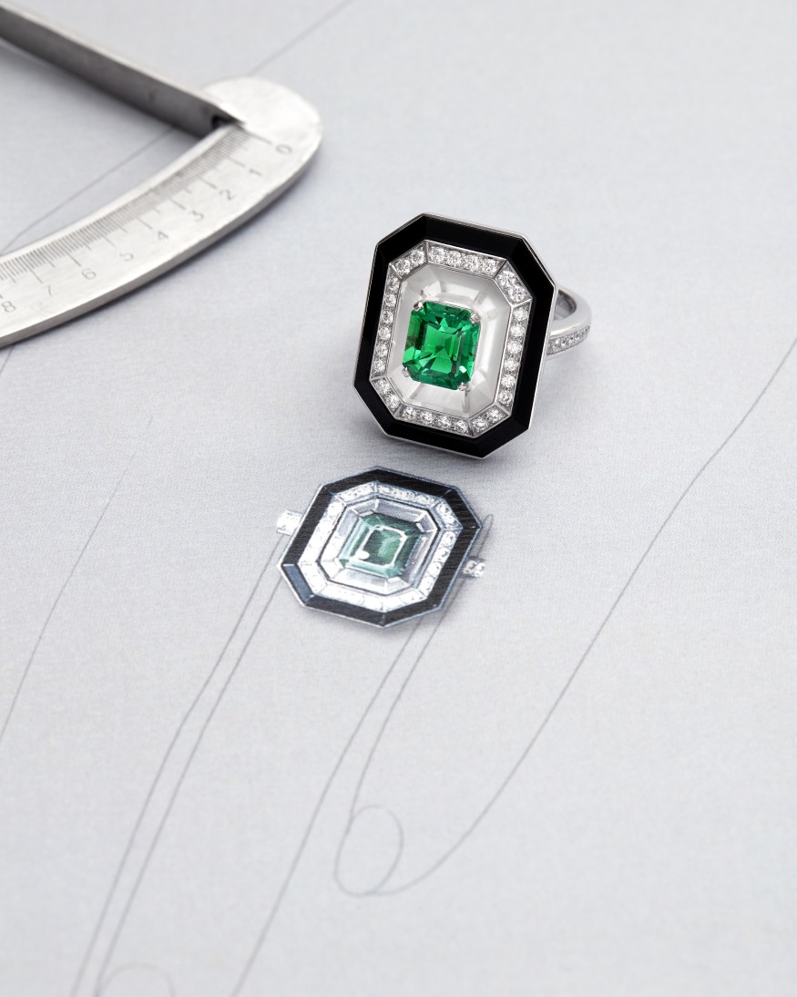histoire de style art deco collection ring drawing 